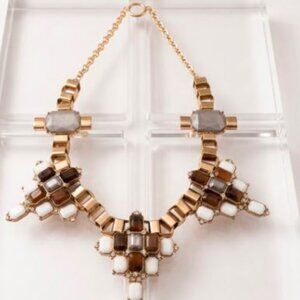 Lee by Lee Angel Baguette Crystal Link Tortoise Box Link Statement Necklace NWT